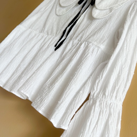 ASOS Design textured cotton blouse with tie neck - Picture 5 of 5